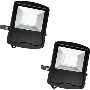 2 PACK Slim Outdoor IP65 Floodlight - 100W Daylight White LED - High Output