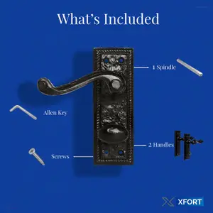 XFORT Georgian Black Antique Traditional Lever Bathroom Door Handles (1 Pair)