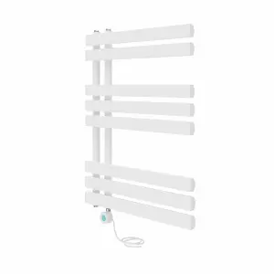 Rinse Bathrooms Designer Electric Thermostatic Heated Towel Rail D Shape Bathroom Ladder Style Radiator Warmer 800x600mm White