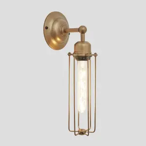 Industville Orlando Cylinder Wall Light, 3 Inch, Brass