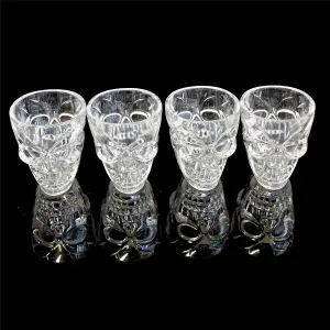 4Pcs Halloween 3D Skull Shot Glasses - Clear 55ml Tableware for Striking Decor