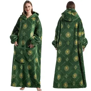 Green Adult Size Oversized Wearable Hoodie Blanket