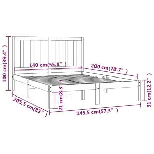 Berkfield Bed Frame Black Solid Wood Pine 140x200 cm