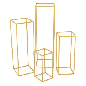 Tall Golden Metal Geometric Flower Stand Pedestal Rack Wedding Display Rack 100 cm