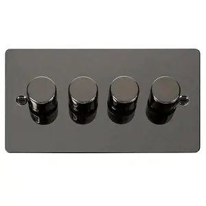 Flat Plate Black Nickel 4 Gang 2 Way LED 100W Trailing Edge Dimmer Light Switch. - SE Home