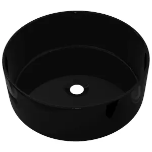 Berkfield Basin Ceramic Round Black 40x15 cm