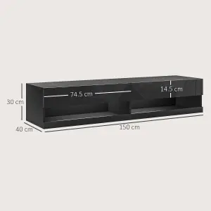 HOMCOM High Gloss TV Stand Unit Wall Mounted with LED Lights, Black