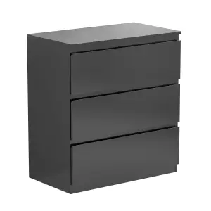 Vida Designs Denver Black 3 Drawer Chest (H)775mm (W)700mm (D)400mm