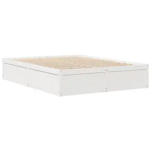 Berkfield Bed Frame without Mattress White 150x200 cm King Size Solid Wood Pine