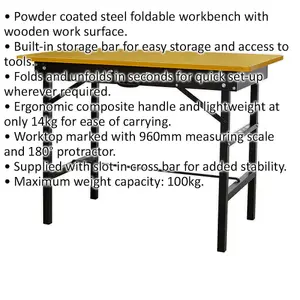 Versatile 1m Folding Portable Workbench with Carry Handles for DIY Projects