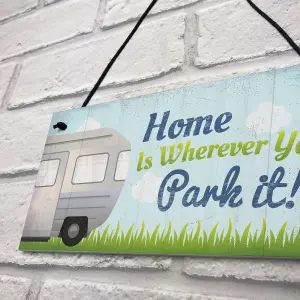 Red Ocean Caravan Home Novelty Camping Camper Plaque Sign Motorhome Gift Hanging Sign