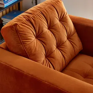 Furniturebox UK Jolene Burnt Orange Velvet Armchair