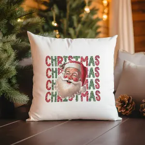 Poly Linen Christmas Cushion Santa Design 60cm x 60cm