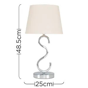 ValueLights Cabonna Modern Sleek Design Polished Chrome Touch Table Lamp with Beige Tapered Light Shade