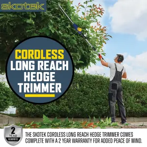 Skotek 18V Cordless Hedge Trimmer Electric Garden Hedge Cutter Long Reach Telescopic