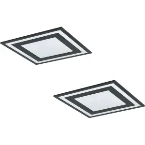 2 PACK Wall / Ceiling Light Black Modern 450mm Square Slim Panel 24W LED