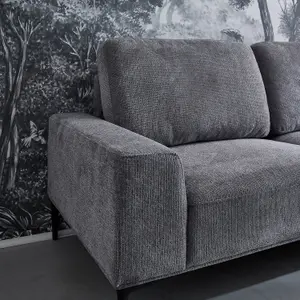 sweeek. 3-seater sofa in fabric and metal right-hand corner Atlanta Charcoal Grey 134x260x84 cm