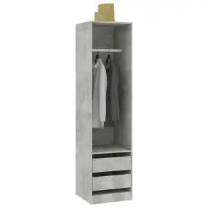 Wardrobe with Drawers Concrete Grey 50x50x200 cm Engineered Wood