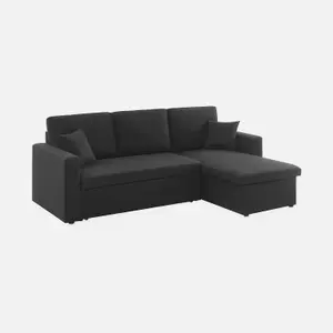 sweeek. 3-seater reversible corner sofa bed with storage Ida Black 219x84x68 cm