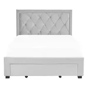 Velvet EU Double Bed with Storage Light Grey LIEVIN