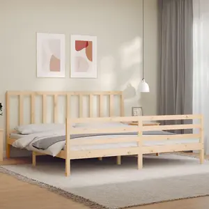 Berkfield Bed Frame with Headboard 200x200 cm Solid Wood