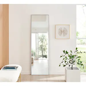 Alcantera Rectangle Metal Frame Wall Mirror Simple and Elegant Modern Design Silver / 170cm H x 50cm W