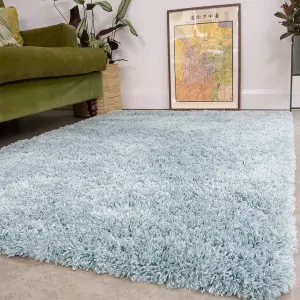 Duck Egg Blue Thick Soft Shaggy Area Rug 240x330cm