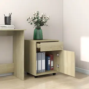 Berkfield Rolling Cabinet Sonoma Oak 45x38x54 cm Engineered Wood