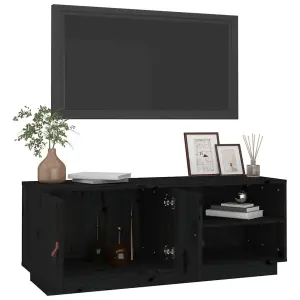 Berkfield TV Cabinet Black 105x34x40 cm Solid Wood Pine