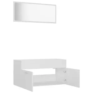 Berkfield 2 Piece Bathroom Furniture Set White Engineered Wood