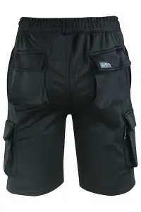 MS9 Mens Fleece Shorts Cargo Pockets Tracksuit Jogging Work Utility Shorts H5 - Black, Medium