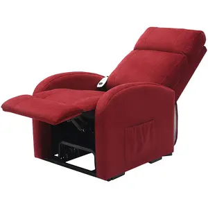 Single Motor Rise and Recline Lounge Chair - Red Coloured Micro Fibre Material