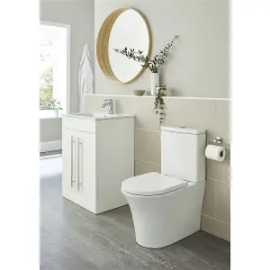 Premium CLOSED BACK Toilet Set (Jupiter) - Rimless Pan - Cistern - Soft Close Seat - Includes Chrome Flush Button