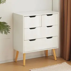 Bedroom White High Gloss 2+2 Drawers Chest Bedroom Storage Cabinet Chest Drawer