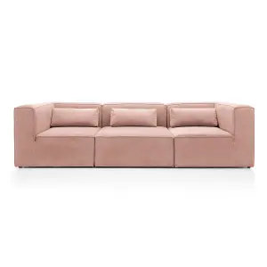 Doris Modular 4 Seater Sofa in Pink Cord Chenille