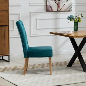 Pienza Velvet Dining Chairs - Set of 2 - Teal