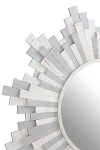 Interiors by Premier Sunburst Grey and White Wooden Wall Mirror