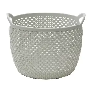 JVL Droplette Design Plastic Round Storage Basket,  Grey