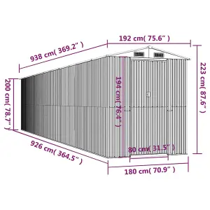 Berkfield Garden Shed Anthracite 192x938x223 cm Galvanised Steel