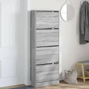 Berkfield Shoe Cabinet Grey Sonoma 60x21x163.5 cm Engineered Wood