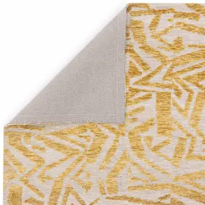 Yellow Modern Easy to Clean Abstract Rug for Living Room Bedroom and Dining Room-200cm X 290cm