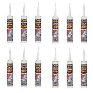 Everbuild Weather and Waterproof Window and Door Frame Acrylic Sealant, White, 290 ml (Pack of 12)