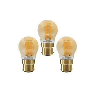 paul russells LED Filament Dimmable Golf Bulb, BC B22, 4.5W 423 Lumens, 40w Equivalent, 2200K Extra Warm White, Pack of 3