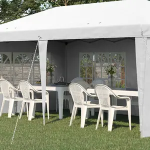 Outsunny 3 x 6m Heavy Duty Gazebo Marquee Party Tent with Storage Bag White