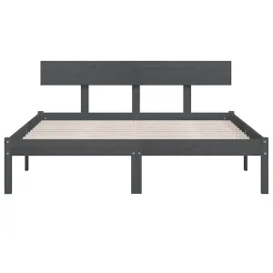 Berkfield Bed Frame Grey Solid Wood Pine 140x200 cm