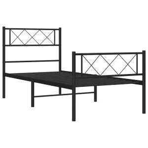 Berkfield Metal Bed Frame with Headboard and Footboard Black 100x200 cm