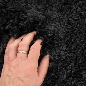 Charcoal Grey Thick Soft Shaggy Area Rug 80x150cm