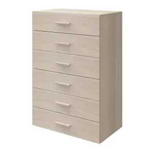 Atomia Freestanding Matt oak effect 6 Drawer Chest of drawers (H)1125mm (W)750mm (D)470mm