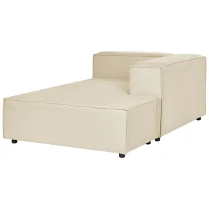 Left Hand Linen Chaise Lounge Beige APRICA