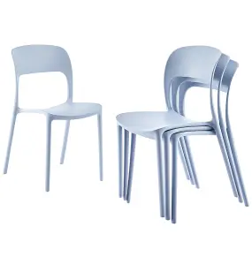 Hallowood Furniture Stoker Light Grey Stackable Plastic Chairs (CHA201-GRY) x 4